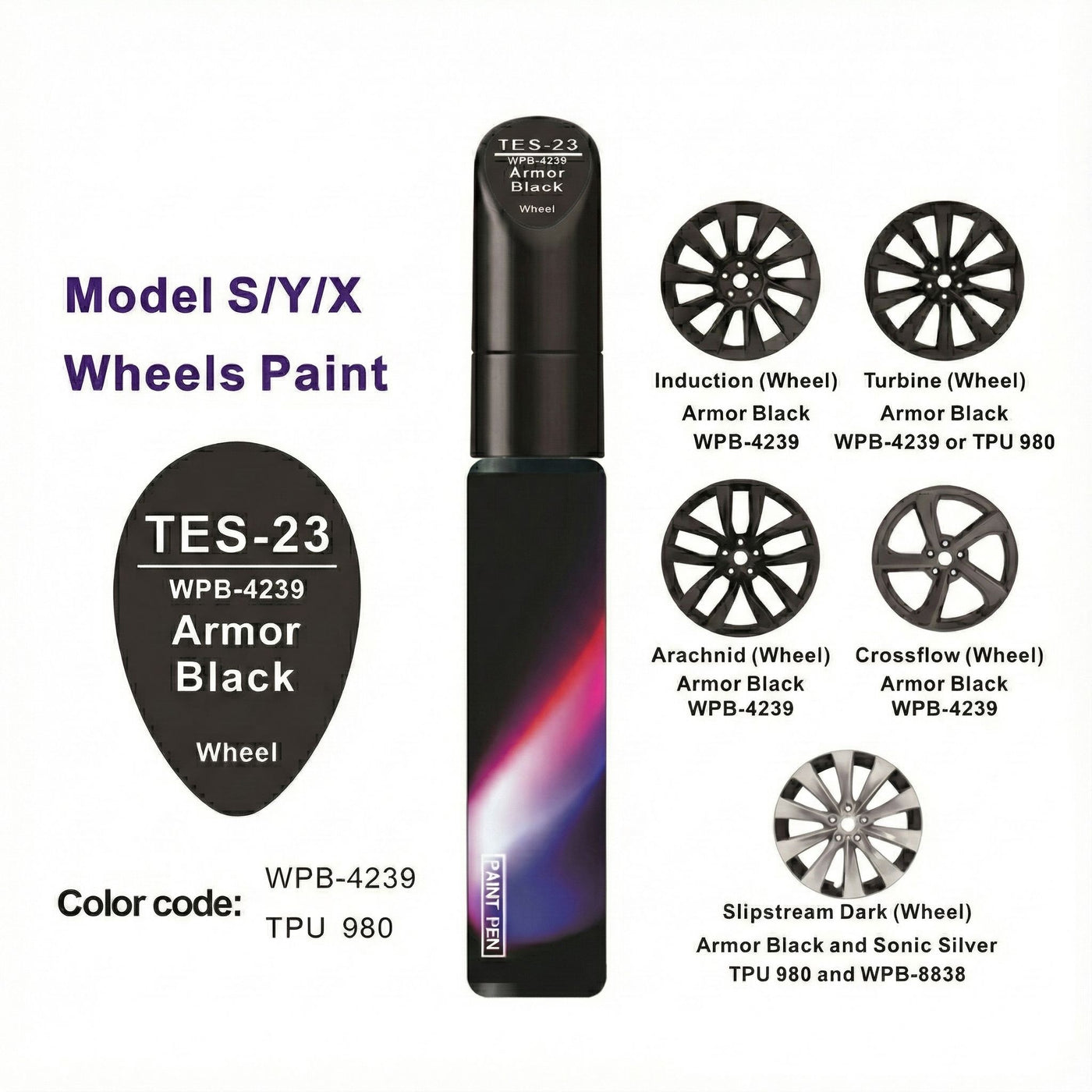 Wheel Touch Up Paint for Tesla Exterior TALSEM Armor Black 