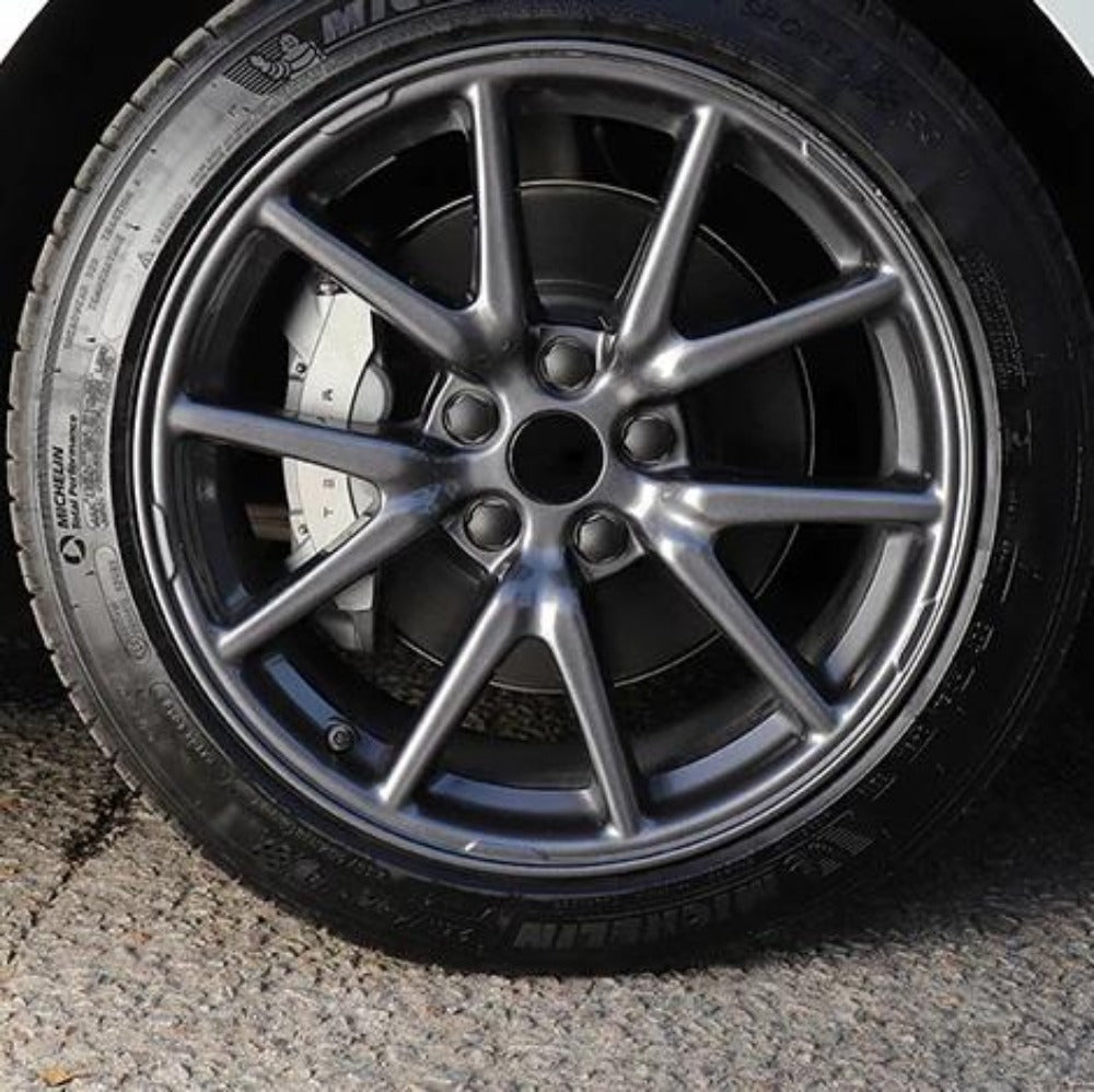 Wheel cap kit and Lug Nut Covers for Model S, Model 3, Model X and Model Y Exterior TALSEM Black Matte Installed