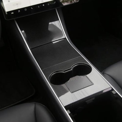 Center Console Cover in White and Carbon Fiber for Tesla Model 3 and Tesla Model Y - 4 pieces kit Interior TALSEM 
