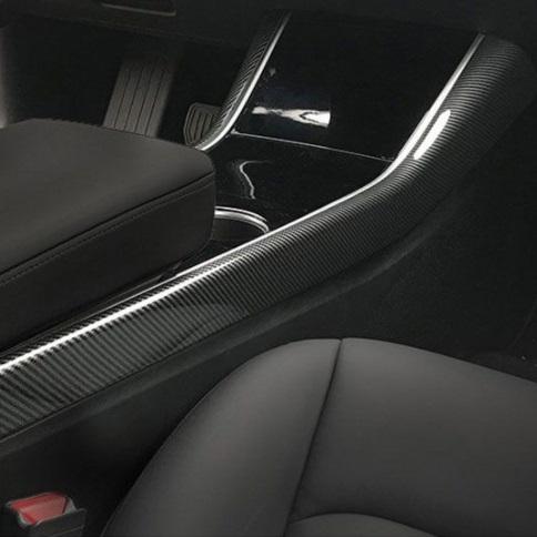 Center console side wraps White and Carbon Fiber For Tesla Model 3 and Tesla Model Y Interior TALSEM 