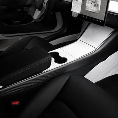 Center Console Side Panels White and Carbon Fiber For Tesla Model 3 and Tesla Model Y Interior TALSEM 