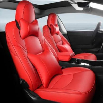 Leather seat covers for Tesla model S interior TALSEM Red With Pillow 