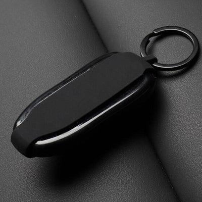 Upper view of the Back of a black Key band on a Tesla Model S Key Fob 